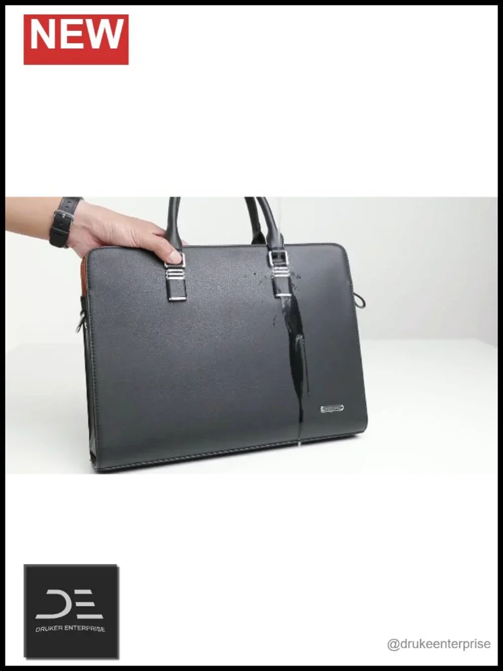 Leather Briefcase Laptop Bag for Men with Padded Handle Shoulder Strap